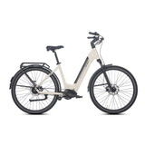Luxe – Beiges Tiefeinsteiger-Commuter-E-Bike mit Mittelmotor-System