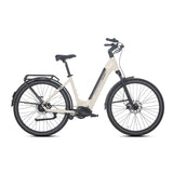 Luxe – Beiges Tiefeinsteiger-Commuter-E-Bike mit Mittelmotor-System